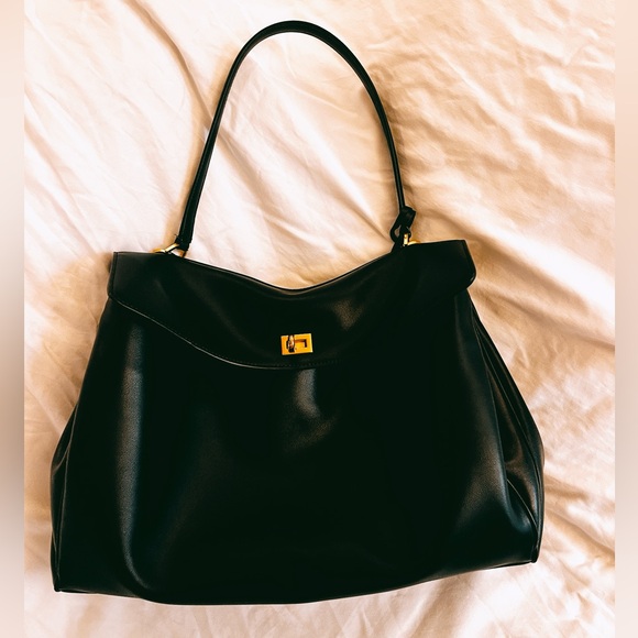 Handbags - Black Leather Satchel/Top Handle Bag